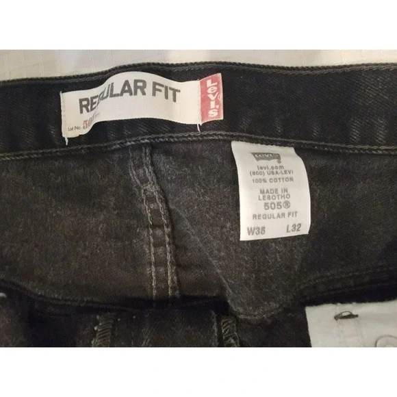 Levi's 505 jeans - Regular Fit Straight Leg -Men's   36x32 Black wash - Picture 5 of 7